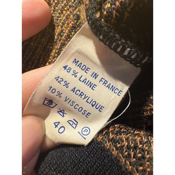 Vintage Made in France PAisley Print Wool Blend Cardigan M - Picture 5 of 5